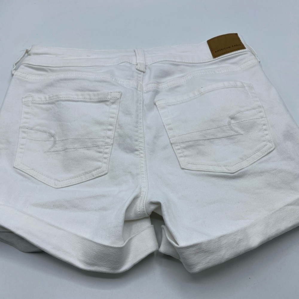 American Eagle Women's Super Stretch White Jean Shorts Cuffed 4 - Picture 2 of 5